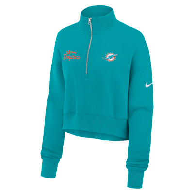 未使用 NFL DOLPHINS ドルフィンズ セーター L Miami Dolphins Phoenix Women's Nike NFL Cropped 1/4-Zip Crew